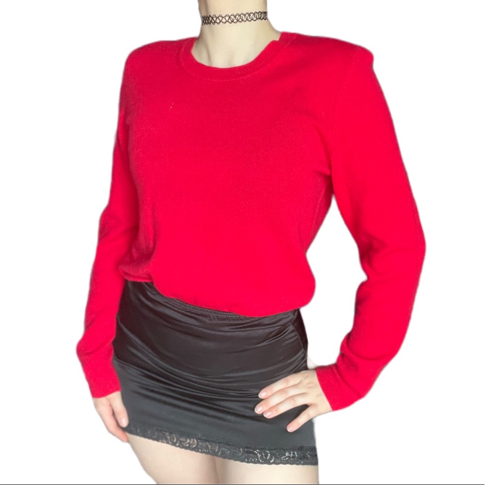 100% Cashmere Cherry Red Blouse